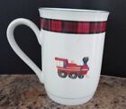 Vintage Sasaki Charles Roberts LTD Tartan Plaid Christmas Train 12 Oz Cup Mug