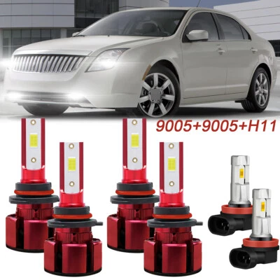 For Mercury Milan 2010 2011 6000K LED Headlight Hi/Lo Beam + Fog Light Bulbs 4PC — 第 1/4 张图片