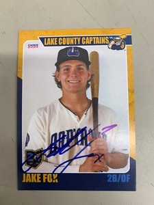 Jake Fox Signed Card 2023 Lake County Captains Team Card IP Auto