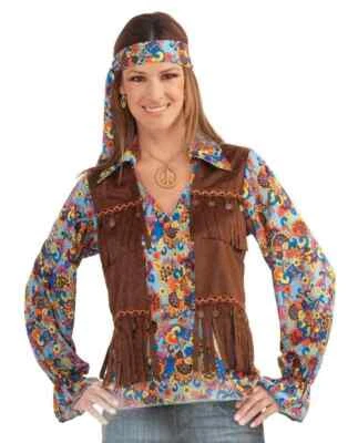 Groovy Set Mujer Años 60 Hippie Woodstock Disfraz Elegante Halloween Adulto Foto 1 de 2