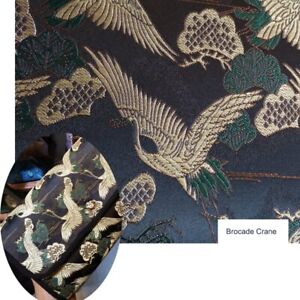 By Yards Brocade Fabric 29" Wide Japan Crane Viscose Material For Bag Coat Craft