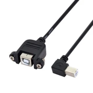 USB 2.0 Type B Panel Mount Extension Cable Male to Female Left Angle - 0.5m - Picture 1 of 6