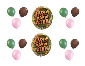 Girl Camouflage 14pc. Happy Birthday Balloon Bouquet - Picture 1 of 5