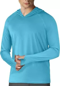 Men's UPF 50+ Sun Protection Hoodie – Long Sleeve Rash Guard for Fishing Running - Picture 1 of 151