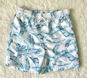 Janie and Jack Big Boys 12 yrs Swim Shorts Trunks Aqua Blue Plant Mesh Liner - Picture 1 of 6