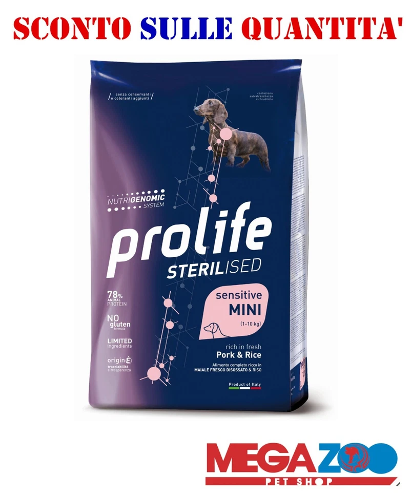 Prolife Sterilised Sensitive Pork & Rice Adult Mini 7kg - Immagine 1 di 1
