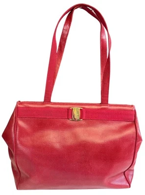 Bolso de Hombro Salvatore Ferragamo Vara Arco Cuero Rojo Italia Foto 1 de 4
