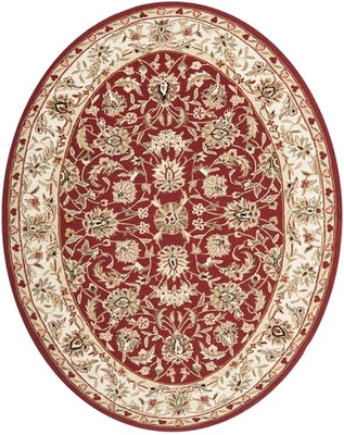 Chelsea Collection Area Rug - 7'6" x 9'6" Oval, Burgundy & Ivory, Hand-Hooked... - Image 1 of 2