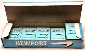 RARE "NEWPORT" Miniature Box With 6 Miniature Cigarette Packages Match Boxes - Picture 1 of 24