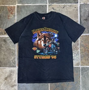 Vintage 1995 Harley Davidson The Lone Wolf Tshirt Daytona Bike Week Single Stitch L - Bild 1 von 9