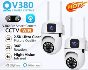 V380 Dual Lens cctv camera wifi 360 wireless,outdoor/indoor connect to cellphone - Picture 1 of 9