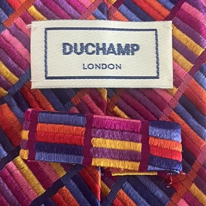 £80 DUCHAMP LONDON MENS MULTI COLOUR RECTANGLE DESIGN SILK TIE MADE IN UK Y5 - Picture 1 of 12