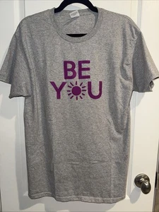WOMENS TEE SHIRT-HANES-COTTON POLY-GRAY BE YOU-SIZE LARGE - Picture 1 of 3