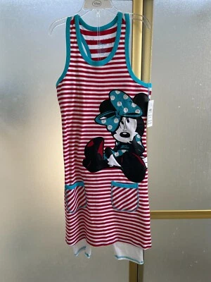 Niñas Disney Store Minnie Mouse Camiseta sin Mangas Vestido Rojo/Blanco Rayas (Talla M) Nuevo con Etiquetas Foto 1 de 3