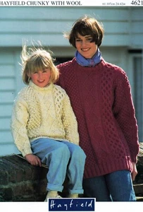 ~Hayfield Knitting Pattern For Gorgeous Longer Length Cabled Sweater ~ 24" ~ 42" - Picture 1 of 1