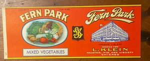 Fern Park etichette vintage in latta ETICHETTA ORIGINALE anni 20 L.Klein Chicago - Foto 1 di 2