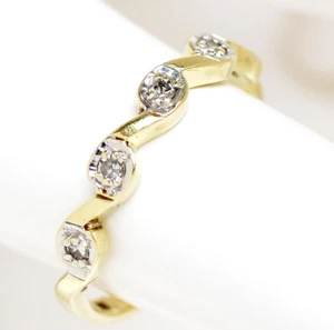 Halb Memory Ring 14 Karat 585 Gold Gelbgold Weißgold 5 Diamanten 2,27 g Gr. 55 - Picture 1 of 3
