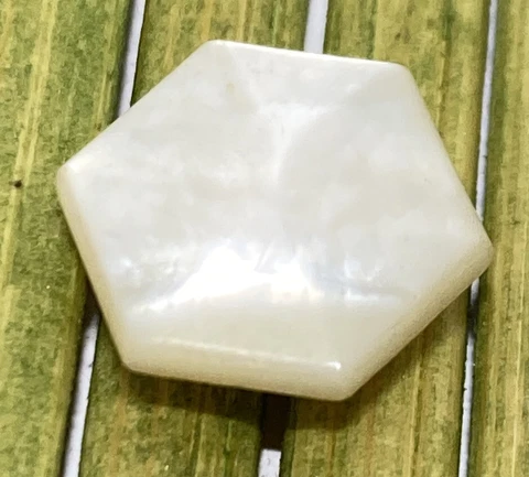 Antique Mother of Pearl Shell Button Hexagon Self Shank 7/16" Cover