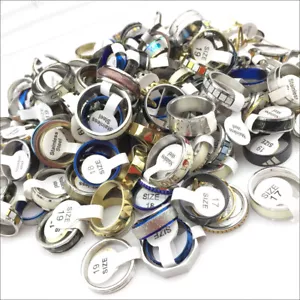 NEW 100pcs MIX LOT Stainless Steel Rings Wholesale Men Women Fashion Jewelry lot - Picture 1 of 8