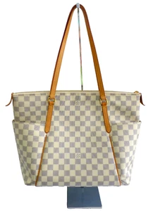 Louis Vuitton Totally MM NM Damier Azur Canvas White Navy Logo Tote Bag N41279 - Picture 1 of 14