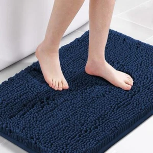 Navy Blue Bath Mat 20x32 Inch, Soft Microfiber, Machine-Washable - Picture 1 of 6