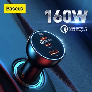 Baseus Fast Car Charger Type-C USB Cigarette Lighter Socket Dual Adapter Kit lot - Picture 1 of 21