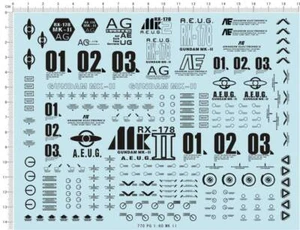 Detalle 1/60 PG RX-178 MK II mk2 mk 2 GDM Figura Modelo Tobogán Acuático Calcomanía Negra - Imagen 1 de 1