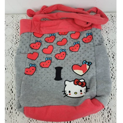 Bolso de Mano Sanrio Hello Kitty Gris Corazones Rojos Principios de la década de 2000 Cartera Rojo y Gris Foto 1 de 4