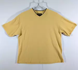 Woolrich Shirt Mens Large Yellow Cornsilk Thermal V-Neck Waffle Knit 100% Cotton - Picture 1 of 13