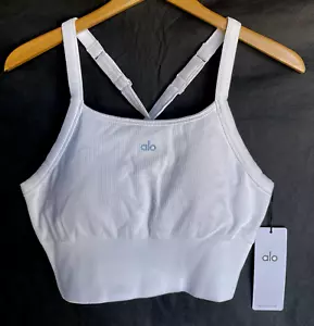 ALO Yoga Size M White Seamless Ribbed Favorite Bra Tank NEW - Picture 1 of 7