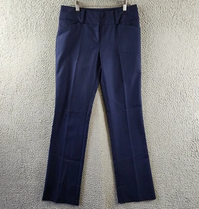 Theory Ibbey Admiral Crepe Straight Pants Women's 00 Deep Navy Button Closure - Picture 1 of 13