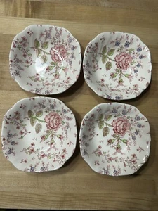 Vintage Johnson Brothers Rose Chintz China England 4 Cereal Salad Bowls PERFECT! - Picture 1 of 2