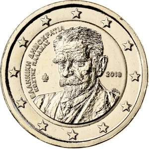 Grecja, 2 euro, Kostis Palamas, 2018, Goldine, UNZ - Zdjęcie 1 z 2