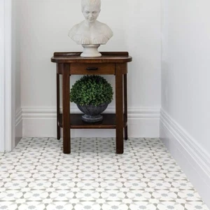 Peel & Stick Vinyl Floor Tiles 10pcs Marble Moroccan Floral STELLAR FP2952 - Picture 1 of 4