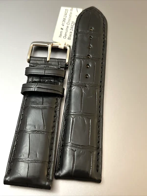 Correa de reloj deBeer PRESTIGE 24x20 genuina cocodrilo negra mate hecha a mano acolchada Foto 1 de 4