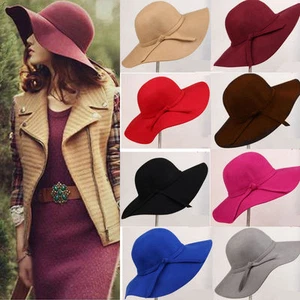 Magik Vintage Women Wide Brim Floppy Warm Wool-look/effect Hat Trilby Bowler Cap - Picture 1 of 62