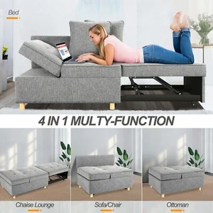 4 in 1 Convertible Sleeper Sofa Couch Loveseat Sofa Bed with Adjustable Backrest - Picture 1 of 142