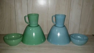 6 FIRE KING ANCHOR HOCKING JADEITE & DELPHITE TURQUOISE BLUE BOWLS & MUGS - Picture 1 of 9