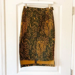J BRAND Women’s Blythe Midi Animal Print Denim Skirt Size Small Jaguar - Picture 1 of 9
