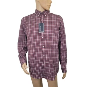 Roundtree Yorke Men's Shirt Size XL  Plaid Red Gray Performance Long Sleeve 34 - Picture 1 of 7