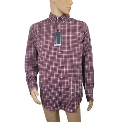 Roundtree Yorke Men's Shirt Size XL  Plaid Red Gray Performance Long Sleeve 34 - Image 1 of 4