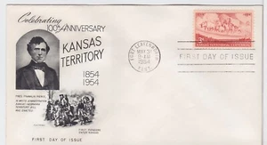 TurtlesTradingPost - Kansas Territory #1028 - 1954 FDC Fleetwood Cachet - Picture 1 of 1
