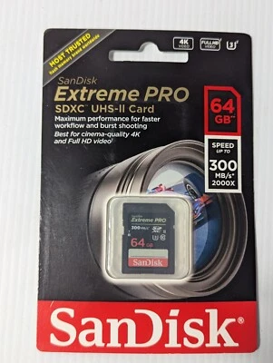 SanDisk 64GB Extreme PRO SDXC UHS-Il Memory Card - SDSDXPK-064G-ANCIN - Image 1 of 4