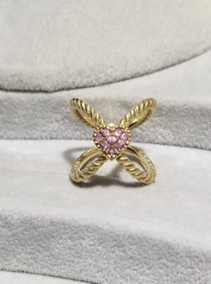 Anillo Judith Ripka Revestido Oro Amarillo 18k Plata de Ley Rosa Corazón Ancho X Largo Foto 1 de 4