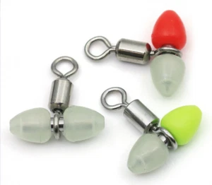 30Pcs 3-Way Fishing Swivel Snap Luminous Barrel Swivels T-Shape Cross Swivel - Picture 1 of 27