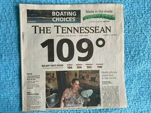 Temperatura récord Nashville 109, 30 de junio de 2012 Tennessean periódico clima - Imagen 1 de 1