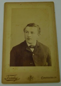 Antique Cabinet Card Photo - Finley - Canandaigua, NY - Young Man Portrait - Picture 1 of 4