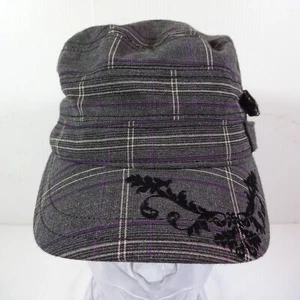 Headers Cadet Hat Cabbie One Size Fits Most Gray Striped Designs  Buttons UNISEX - Picture 1 of 10