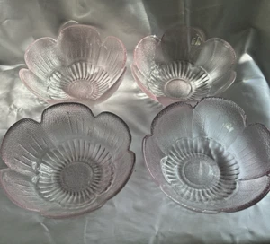 Vintage Pink Lotus Flower Bowls, 5.5 in diameter, set of 4 - Picture 1 of 5