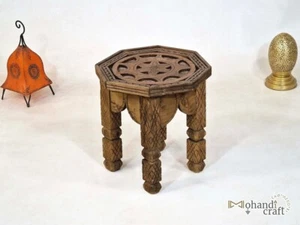 ROUND COFFEE TABLE- Moroccan Brown Wooden Table - Handcrafted Berber Decor. - Picture 1 of 11